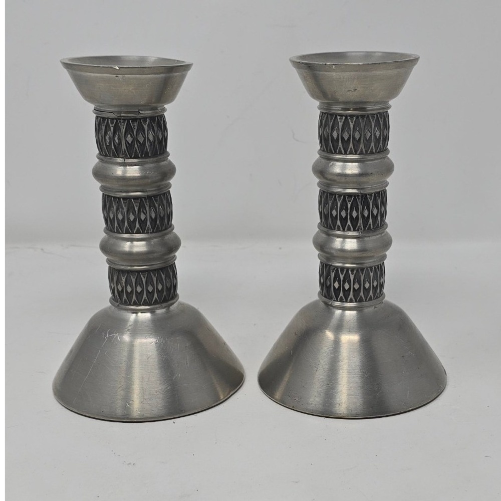 Vtg Mastad pewter candlestick Scandinavian Norway mid-century rustic Nordic